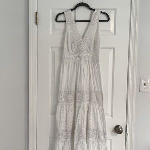 White eyelit maxi dress